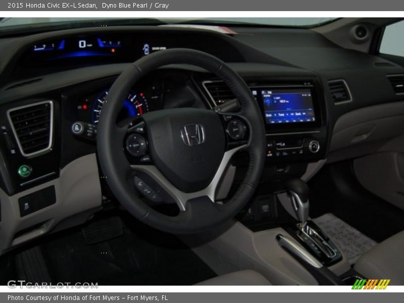 Dyno Blue Pearl / Gray 2015 Honda Civic EX-L Sedan
