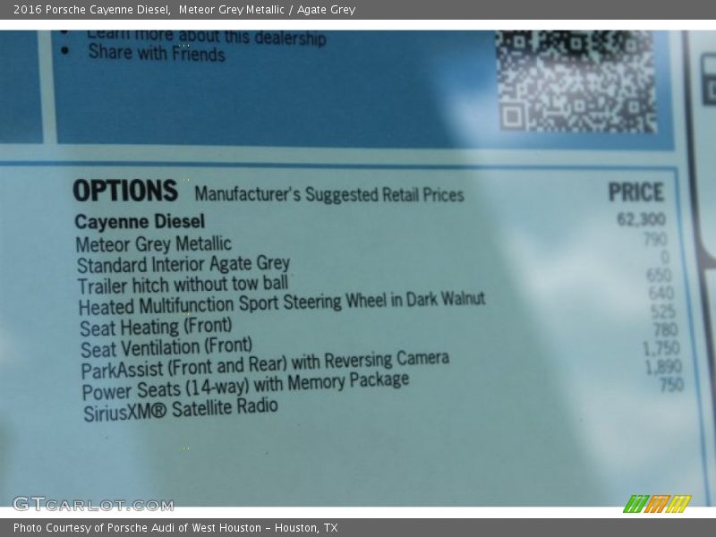  2016 Cayenne Diesel Window Sticker