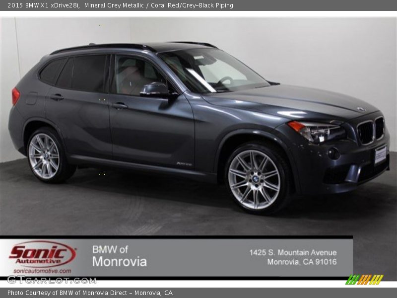 Mineral Grey Metallic / Coral Red/Grey-Black Piping 2015 BMW X1 xDrive28i