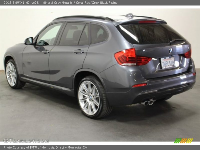 Mineral Grey Metallic / Coral Red/Grey-Black Piping 2015 BMW X1 xDrive28i