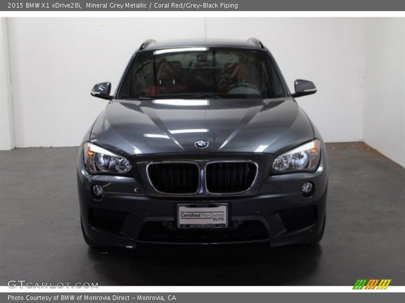 Mineral Grey Metallic / Coral Red/Grey-Black Piping 2015 BMW X1 xDrive28i