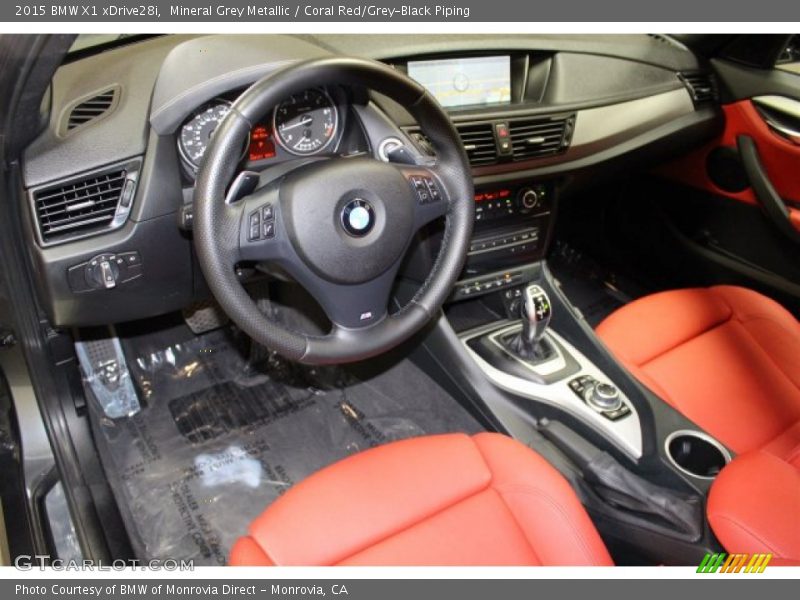 Mineral Grey Metallic / Coral Red/Grey-Black Piping 2015 BMW X1 xDrive28i
