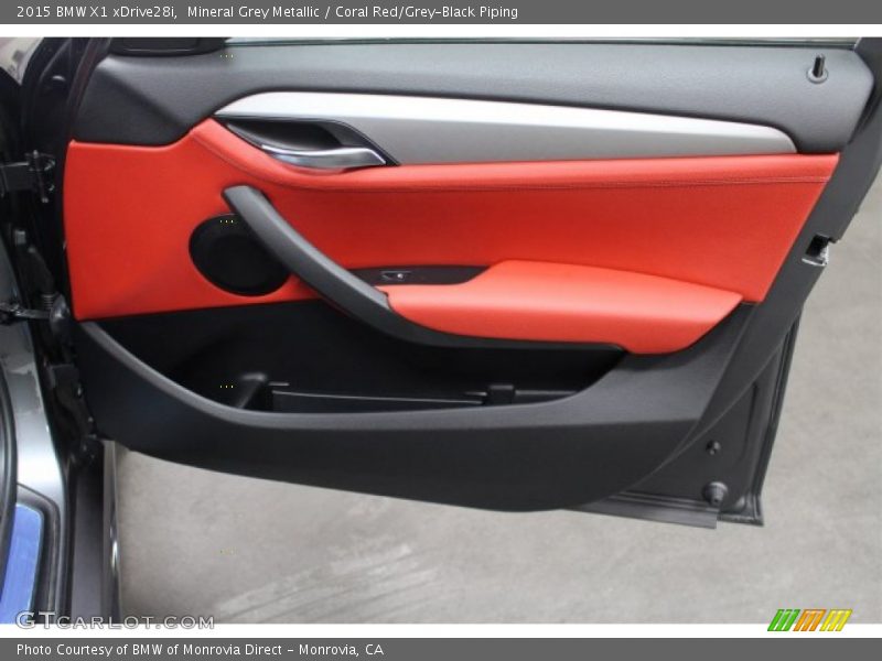 Mineral Grey Metallic / Coral Red/Grey-Black Piping 2015 BMW X1 xDrive28i