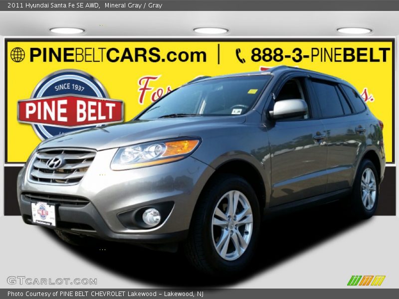 Mineral Gray / Gray 2011 Hyundai Santa Fe SE AWD