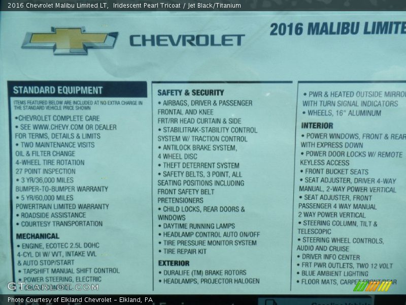 Iridescent Pearl Tricoat / Jet Black/Titanium 2016 Chevrolet Malibu Limited LT