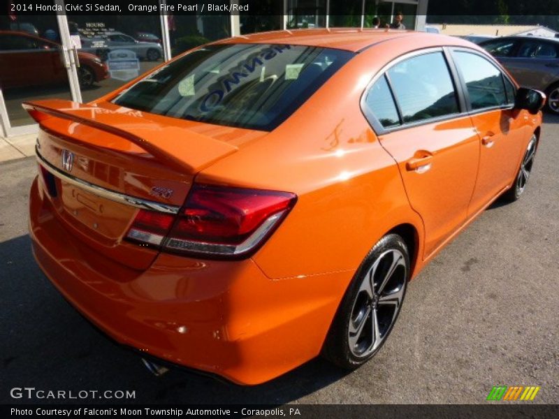 Orange Fire Pearl / Black/Red 2014 Honda Civic Si Sedan