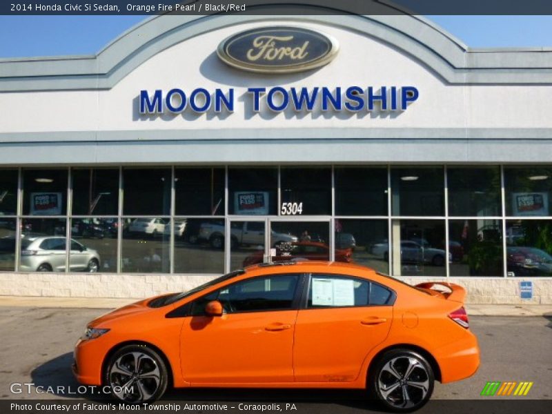 Orange Fire Pearl / Black/Red 2014 Honda Civic Si Sedan