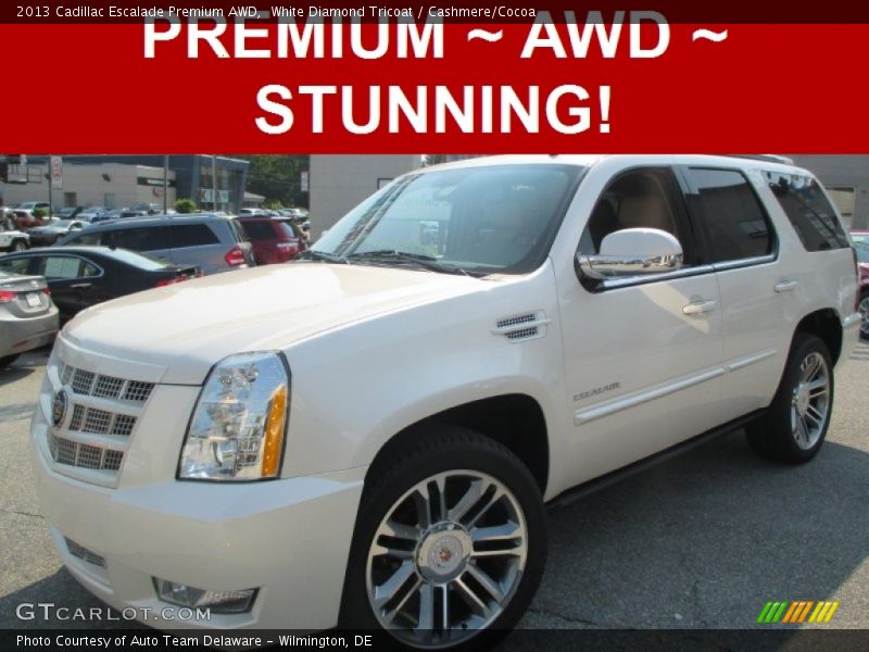 White Diamond Tricoat / Cashmere/Cocoa 2013 Cadillac Escalade Premium AWD