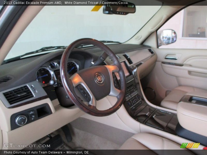 White Diamond Tricoat / Cashmere/Cocoa 2013 Cadillac Escalade Premium AWD