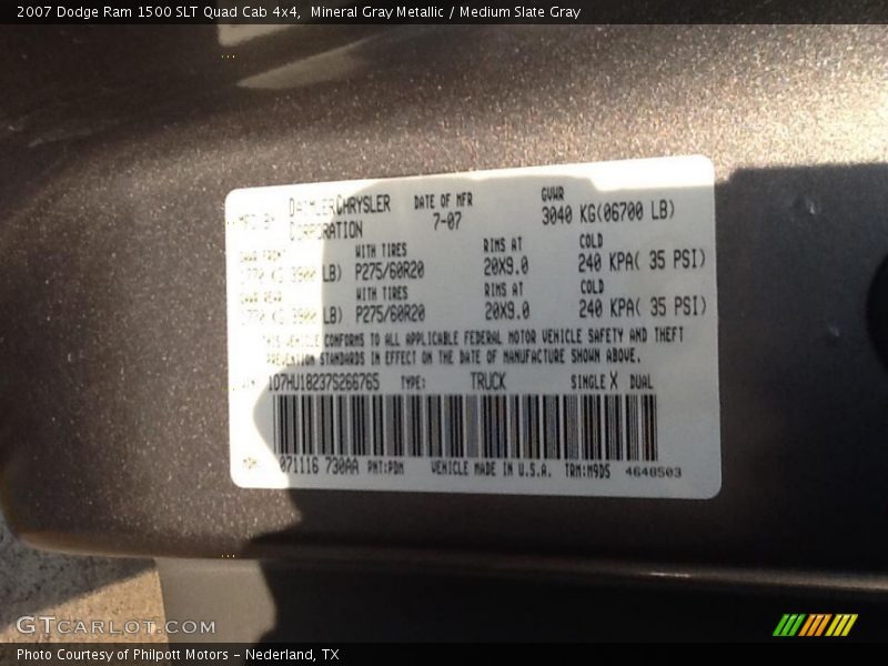 Mineral Gray Metallic / Medium Slate Gray 2007 Dodge Ram 1500 SLT Quad Cab 4x4