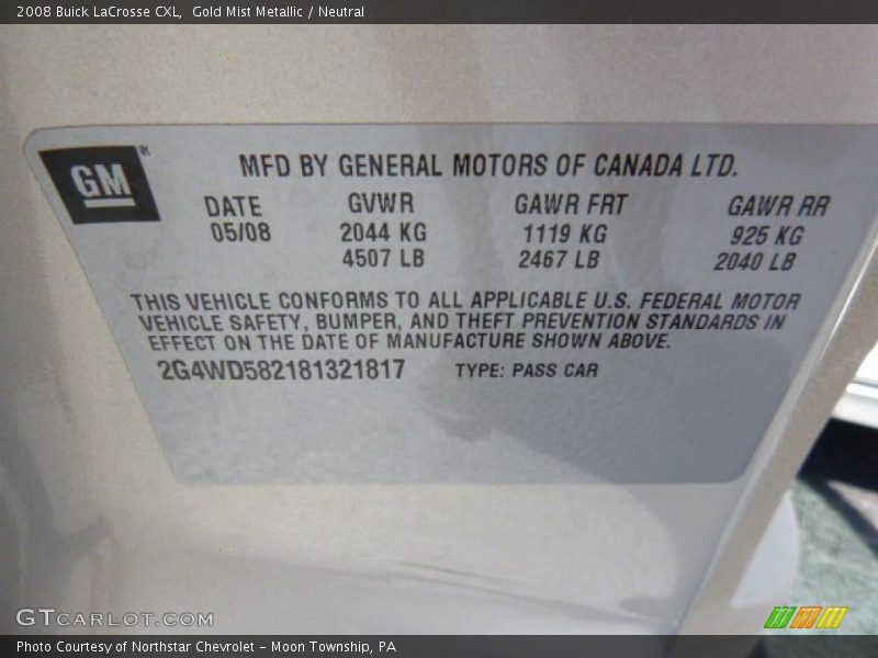Gold Mist Metallic / Neutral 2008 Buick LaCrosse CXL