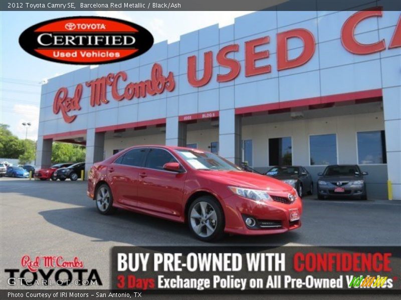 Barcelona Red Metallic / Black/Ash 2012 Toyota Camry SE