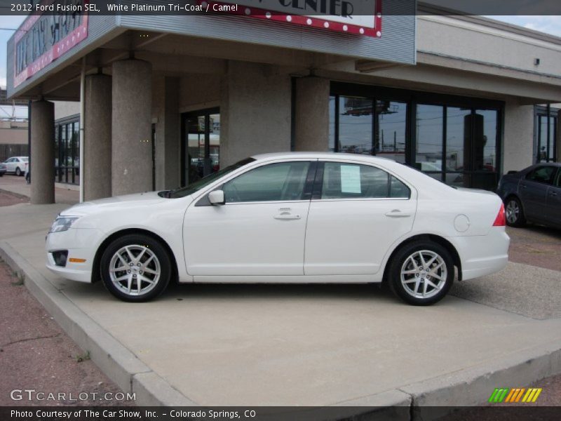 White Platinum Tri-Coat / Camel 2012 Ford Fusion SEL