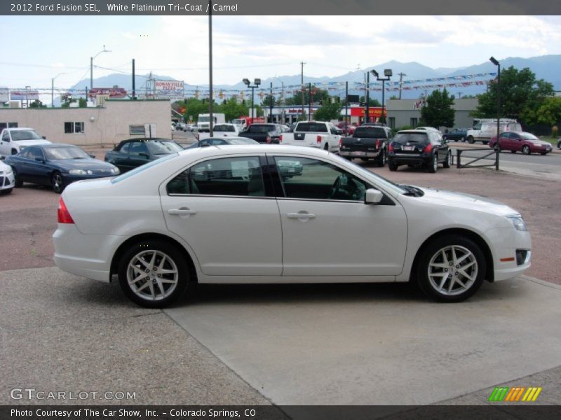 White Platinum Tri-Coat / Camel 2012 Ford Fusion SEL