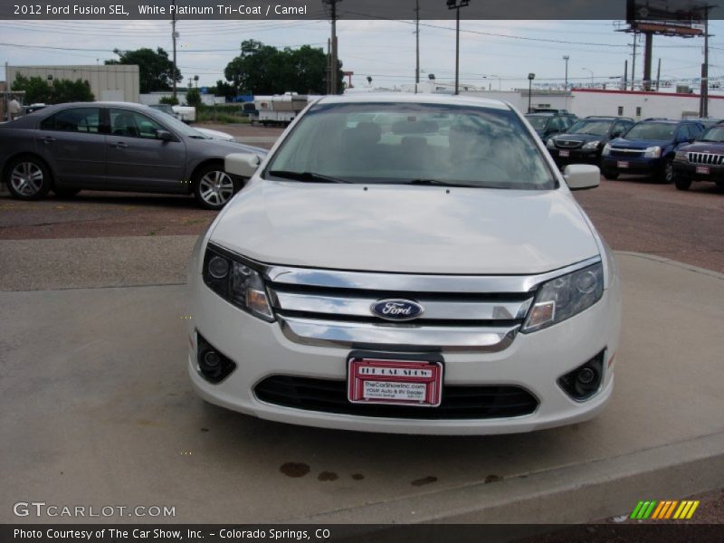 White Platinum Tri-Coat / Camel 2012 Ford Fusion SEL