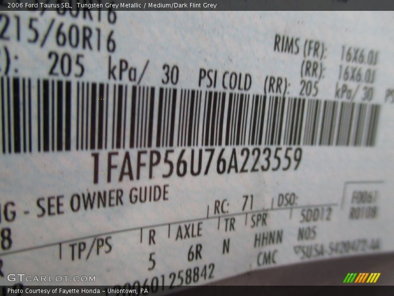 Tungsten Grey Metallic / Medium/Dark Flint Grey 2006 Ford Taurus SEL