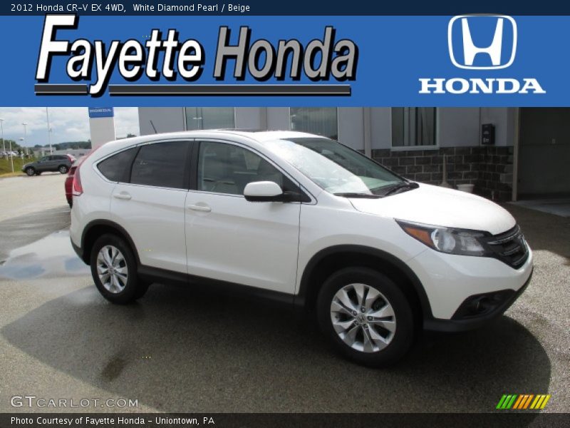 White Diamond Pearl / Beige 2012 Honda CR-V EX 4WD