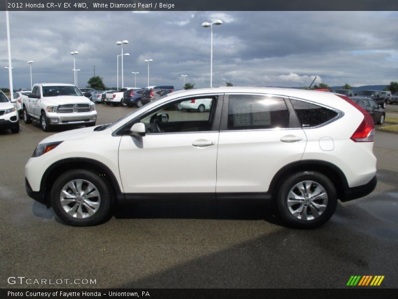 White Diamond Pearl / Beige 2012 Honda CR-V EX 4WD