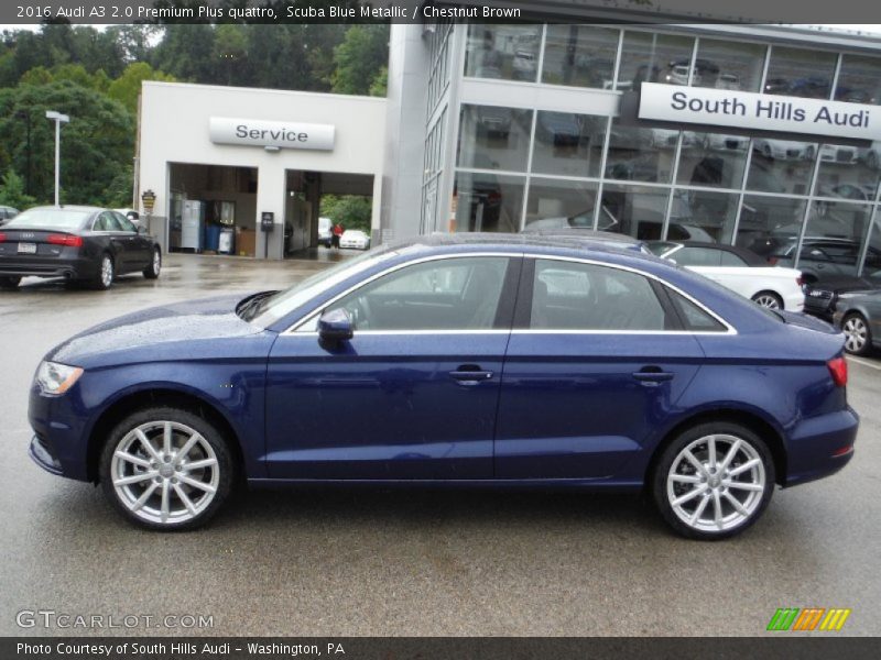 Scuba Blue Metallic / Chestnut Brown 2016 Audi A3 2.0 Premium Plus quattro