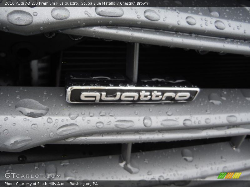Scuba Blue Metallic / Chestnut Brown 2016 Audi A3 2.0 Premium Plus quattro