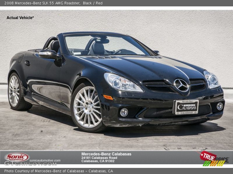 Black / Red 2008 Mercedes-Benz SLK 55 AMG Roadster