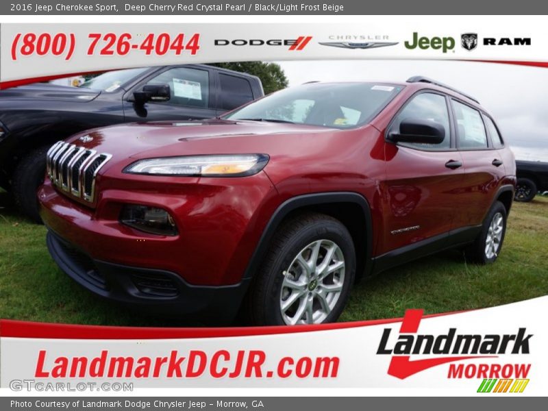 Deep Cherry Red Crystal Pearl / Black/Light Frost Beige 2016 Jeep Cherokee Sport