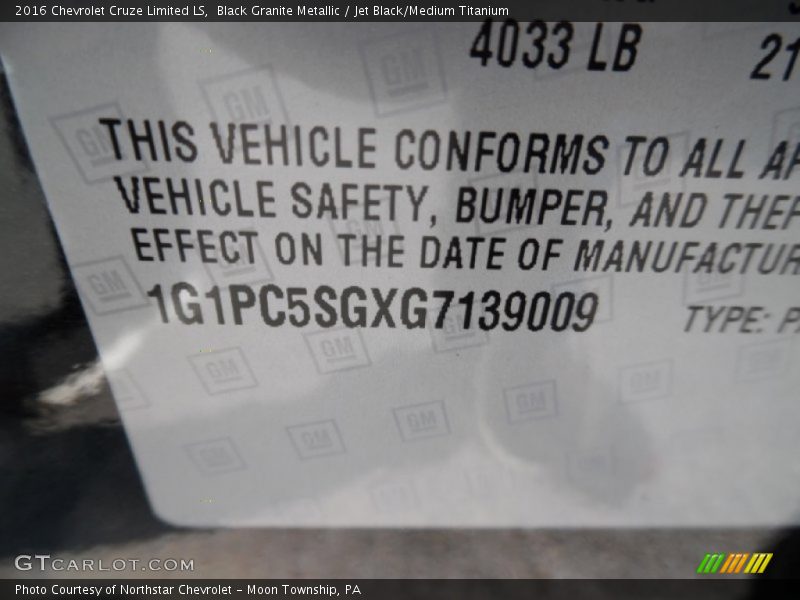 Black Granite Metallic / Jet Black/Medium Titanium 2016 Chevrolet Cruze Limited LS