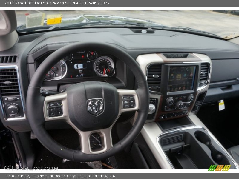 True Blue Pearl / Black 2015 Ram 1500 Laramie Crew Cab