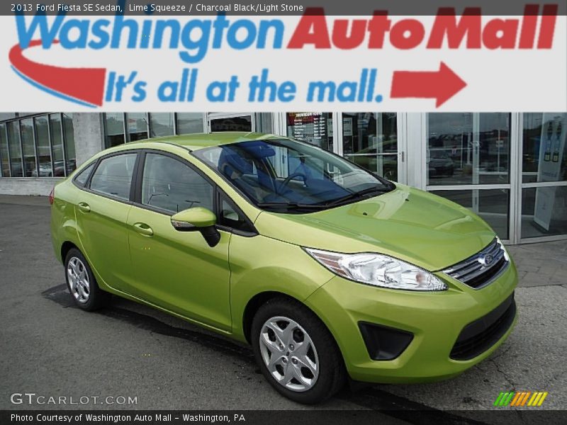 Lime Squeeze / Charcoal Black/Light Stone 2013 Ford Fiesta SE Sedan