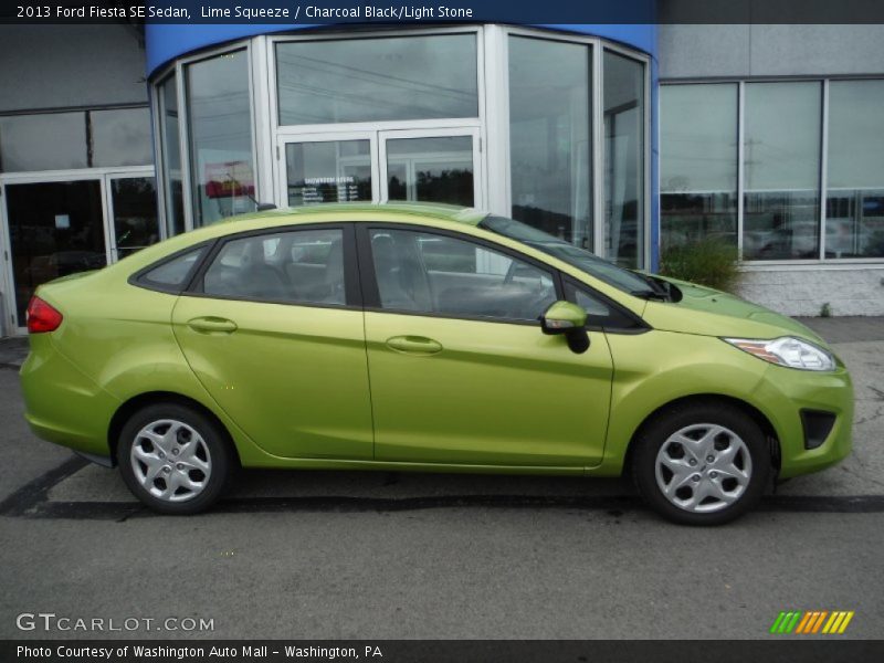 Lime Squeeze / Charcoal Black/Light Stone 2013 Ford Fiesta SE Sedan
