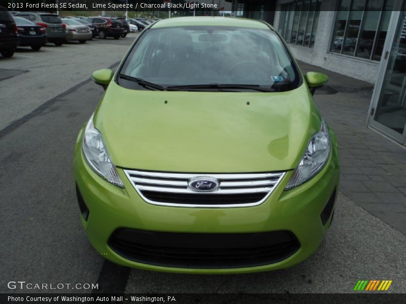 Lime Squeeze / Charcoal Black/Light Stone 2013 Ford Fiesta SE Sedan