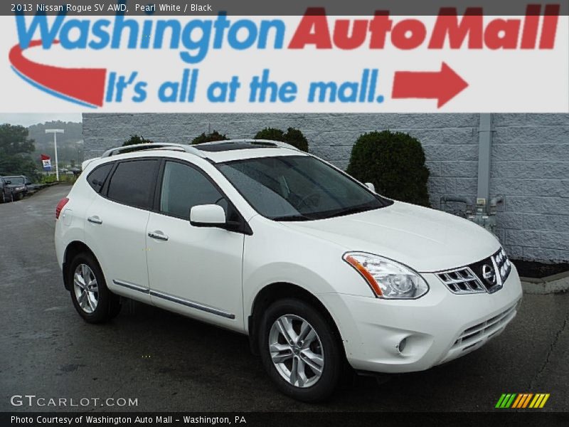 Pearl White / Black 2013 Nissan Rogue SV AWD