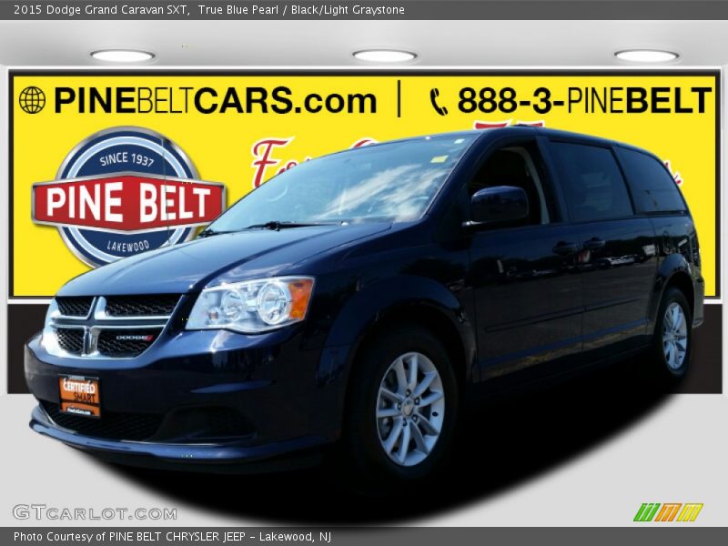 True Blue Pearl / Black/Light Graystone 2015 Dodge Grand Caravan SXT