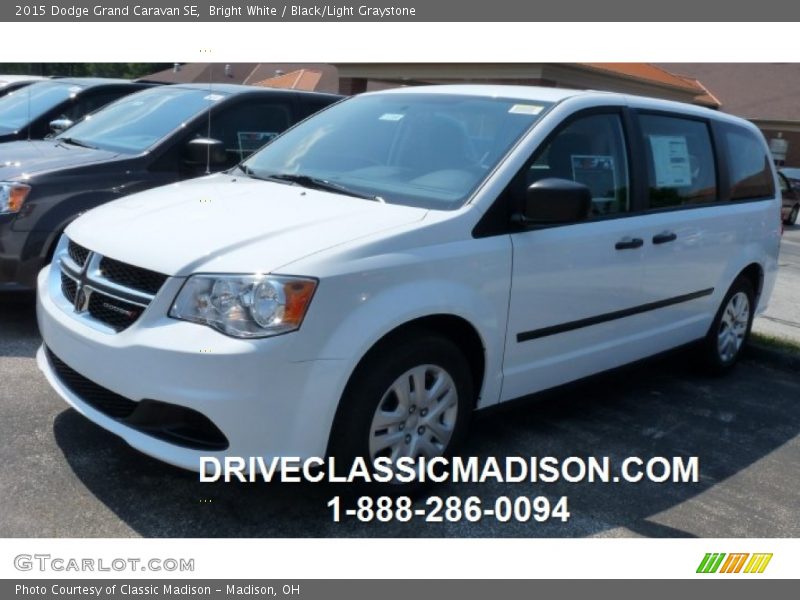 Bright White / Black/Light Graystone 2015 Dodge Grand Caravan SE