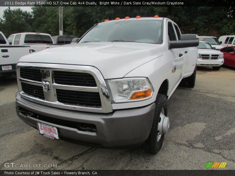 Bright White / Dark Slate Gray/Medium Graystone 2011 Dodge Ram 3500 HD SLT Crew Cab 4x4 Dually