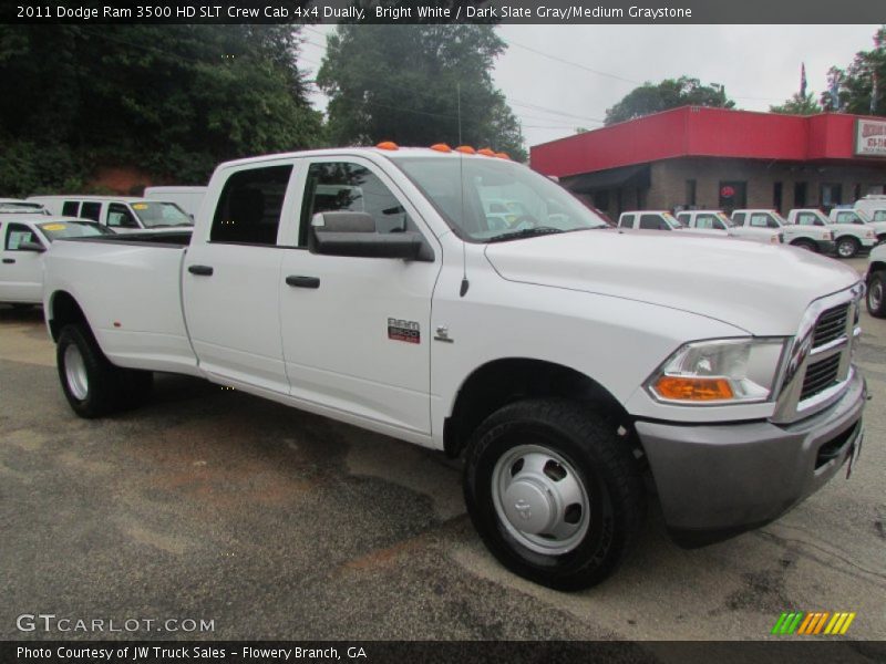 Bright White / Dark Slate Gray/Medium Graystone 2011 Dodge Ram 3500 HD SLT Crew Cab 4x4 Dually