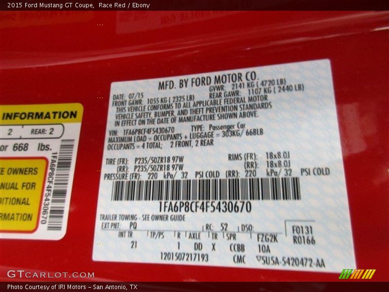 Race Red / Ebony 2015 Ford Mustang GT Coupe