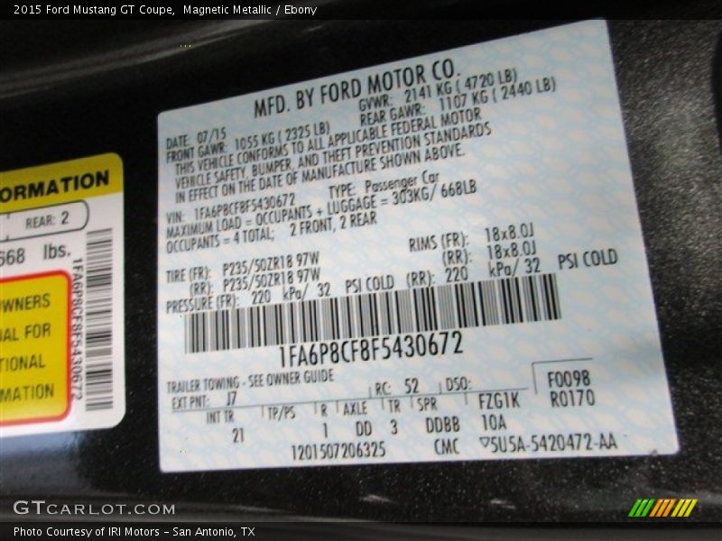 Magnetic Metallic / Ebony 2015 Ford Mustang GT Coupe