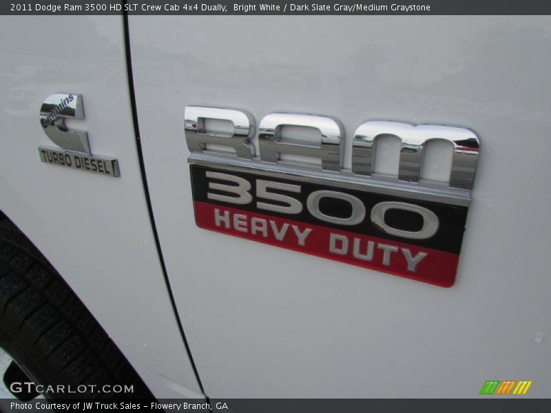 Bright White / Dark Slate Gray/Medium Graystone 2011 Dodge Ram 3500 HD SLT Crew Cab 4x4 Dually