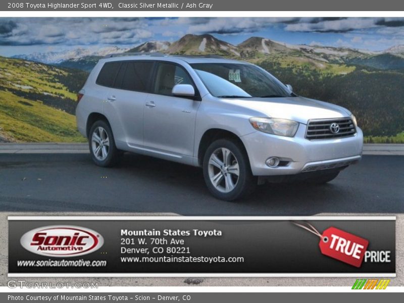 Classic Silver Metallic / Ash Gray 2008 Toyota Highlander Sport 4WD