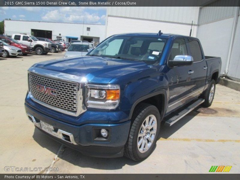 Stone Blue Metallic / Cocoa/Dune 2015 GMC Sierra 1500 Denali Crew Cab