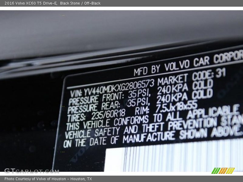 Black Stone / Off-Black 2016 Volvo XC60 T5 Drive-E