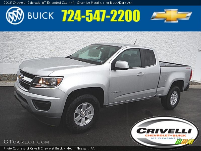 Silver Ice Metallic / Jet Black/Dark Ash 2016 Chevrolet Colorado WT Extended Cab 4x4