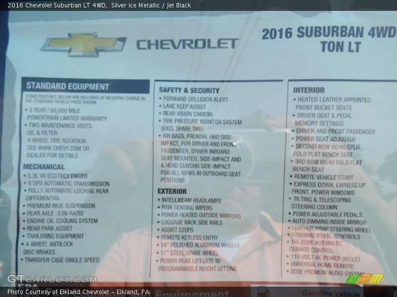  2016 Suburban LT 4WD Window Sticker