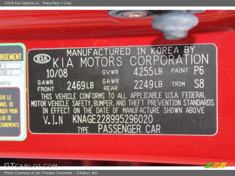 Ruby Red / Gray 2009 Kia Optima LX