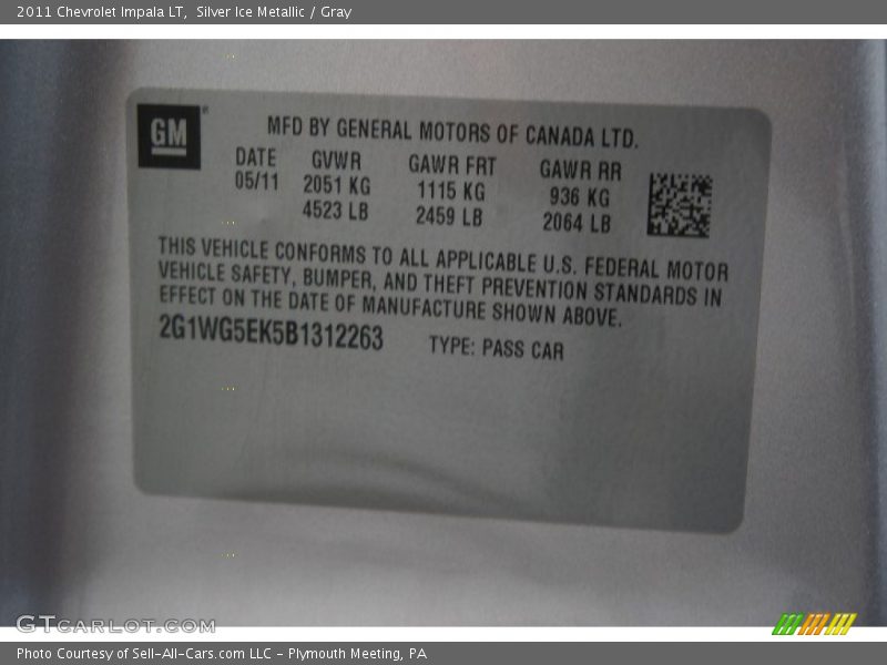 Silver Ice Metallic / Gray 2011 Chevrolet Impala LT