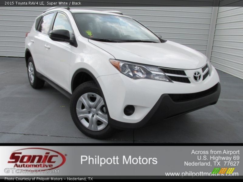 Super White / Black 2015 Toyota RAV4 LE