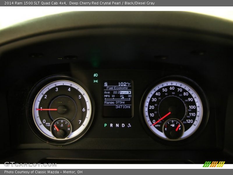 Deep Cherry Red Crystal Pearl / Black/Diesel Gray 2014 Ram 1500 SLT Quad Cab 4x4