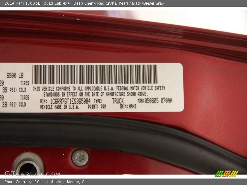 Deep Cherry Red Crystal Pearl / Black/Diesel Gray 2014 Ram 1500 SLT Quad Cab 4x4