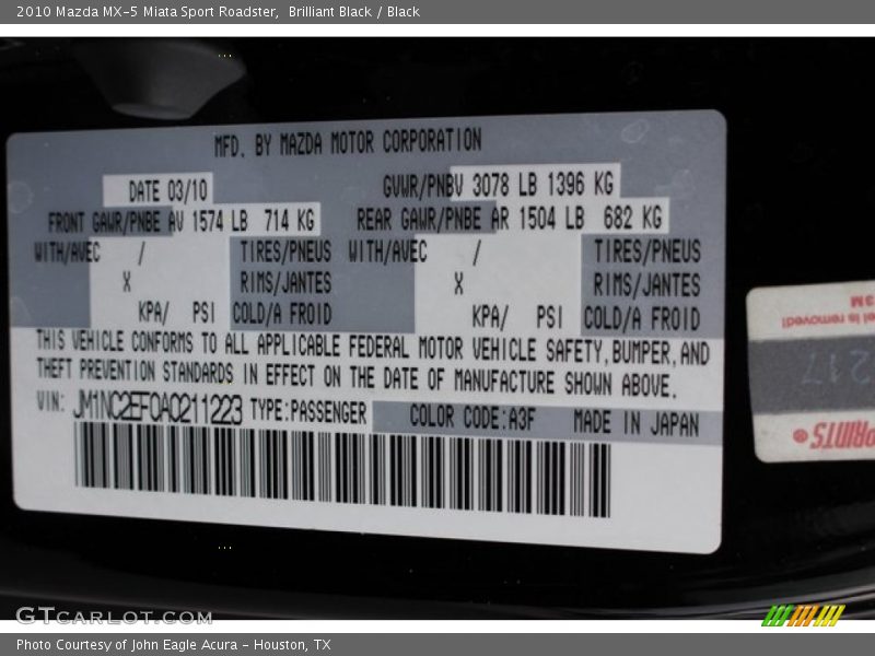 Brilliant Black / Black 2010 Mazda MX-5 Miata Sport Roadster